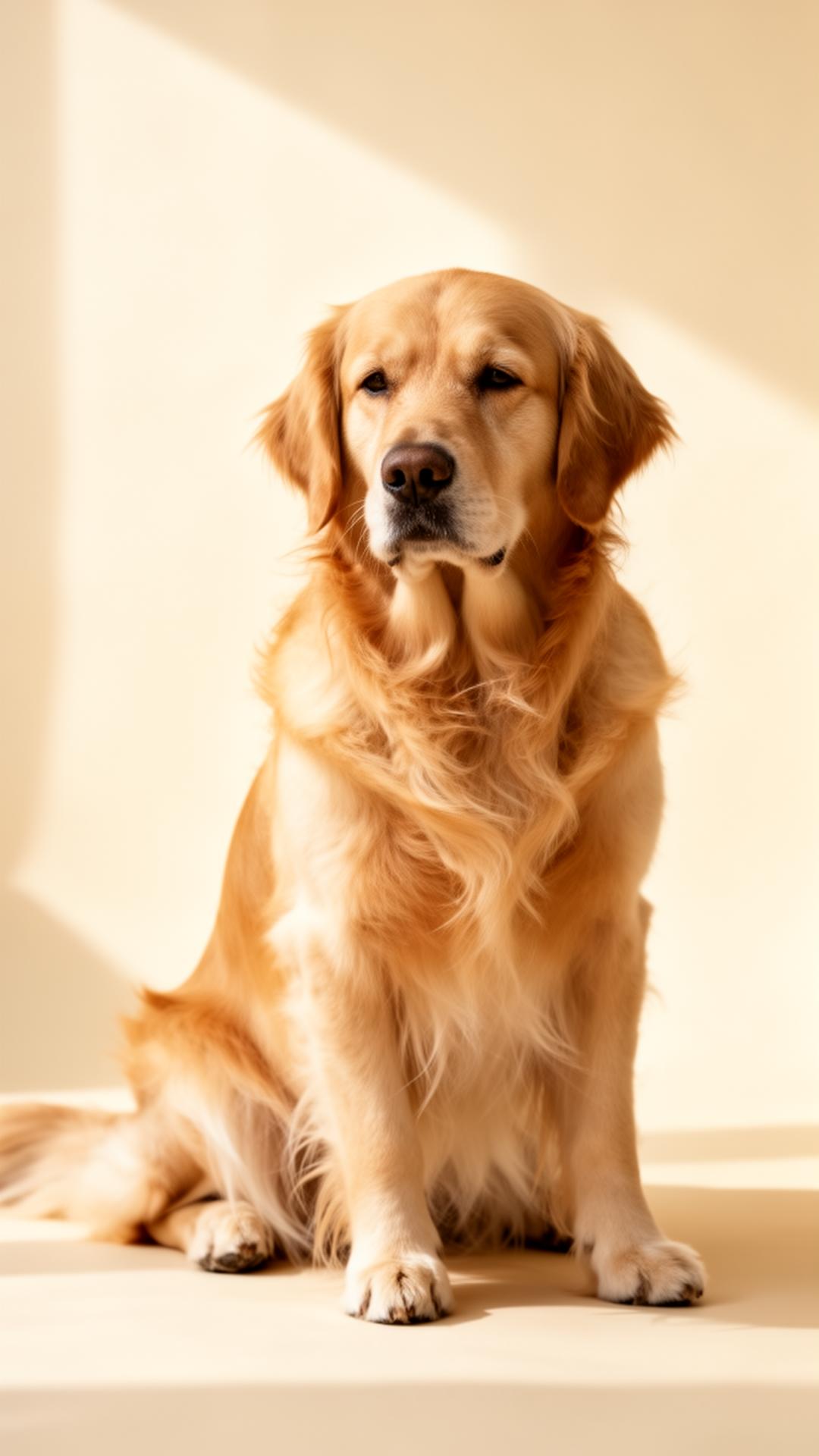 A serene golden retriever after a private grooming session